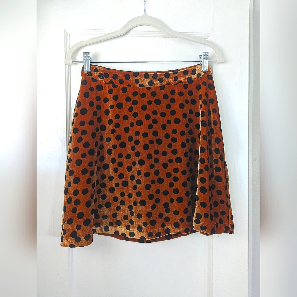 Madewell Velvet Circle Mini Skirt Leopard Dot size 0